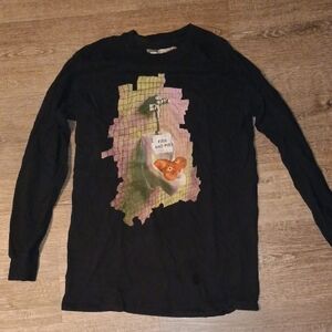 Black Long Sleeve Graphic Tee Fish And Piss